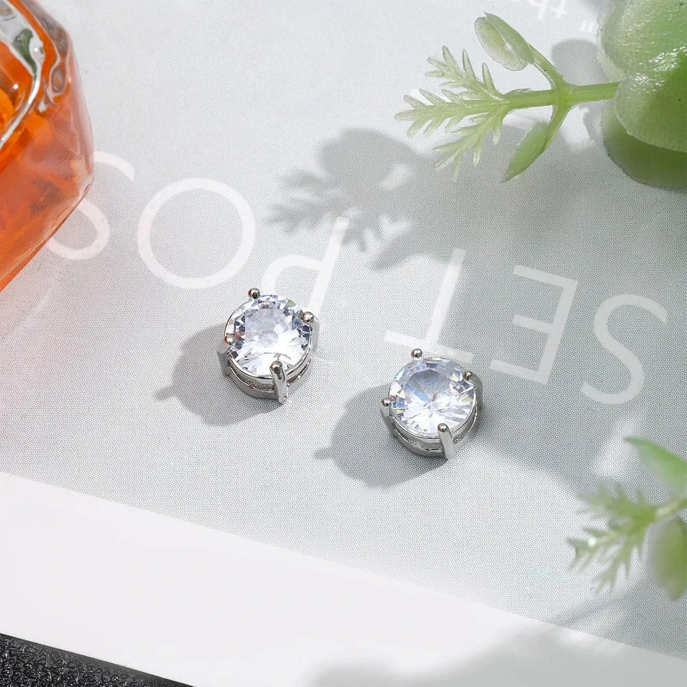 Magnetic Cubic Zirconia Stud Earrings